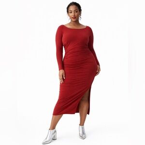 UNIVERSAL STANDARD Simone Ruched Bamboo Jersey Knit Minimalist Dress 3X 22 24